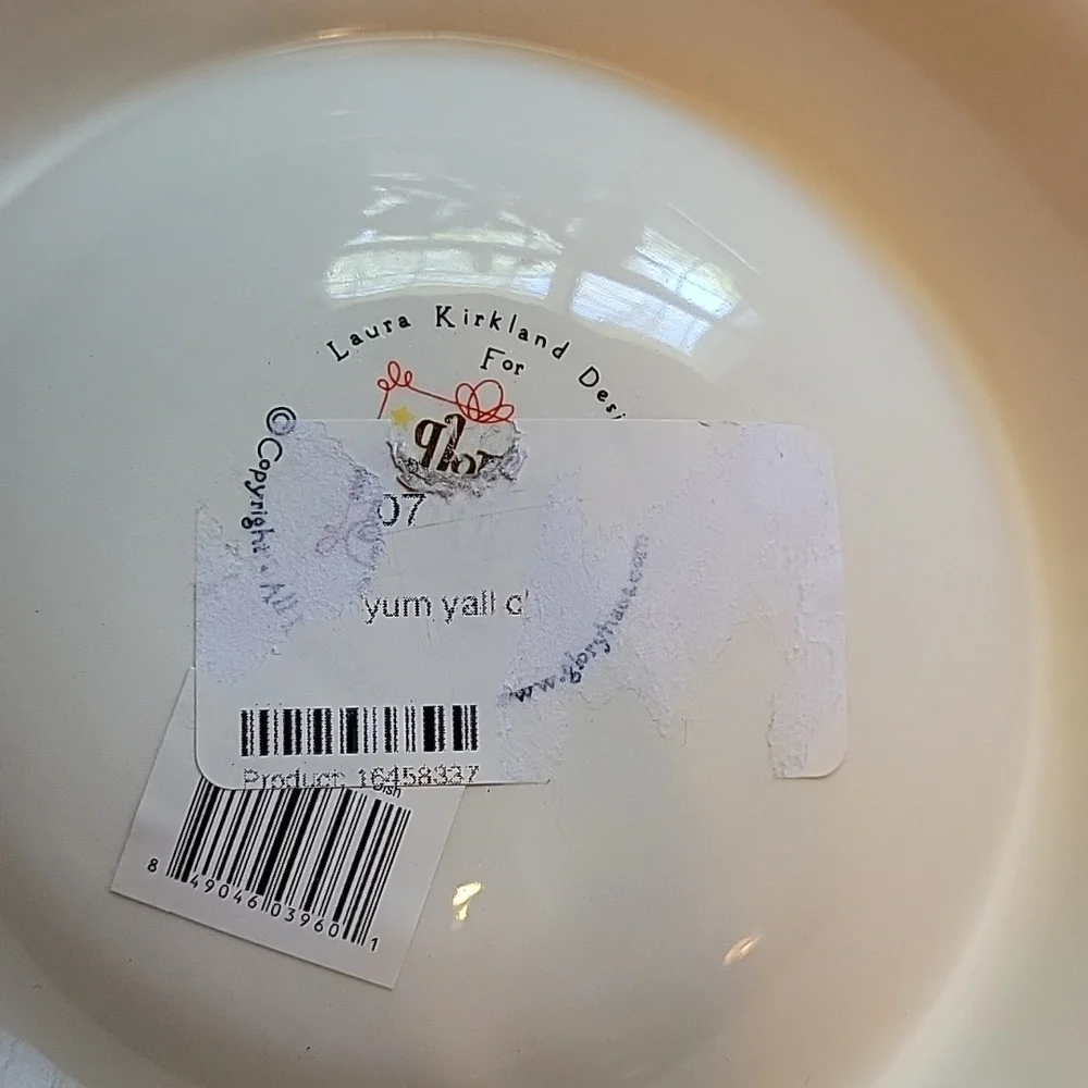 Glory Haus Chip and Dip Ceramic Serving Bowl Yum Y'all White Green Black